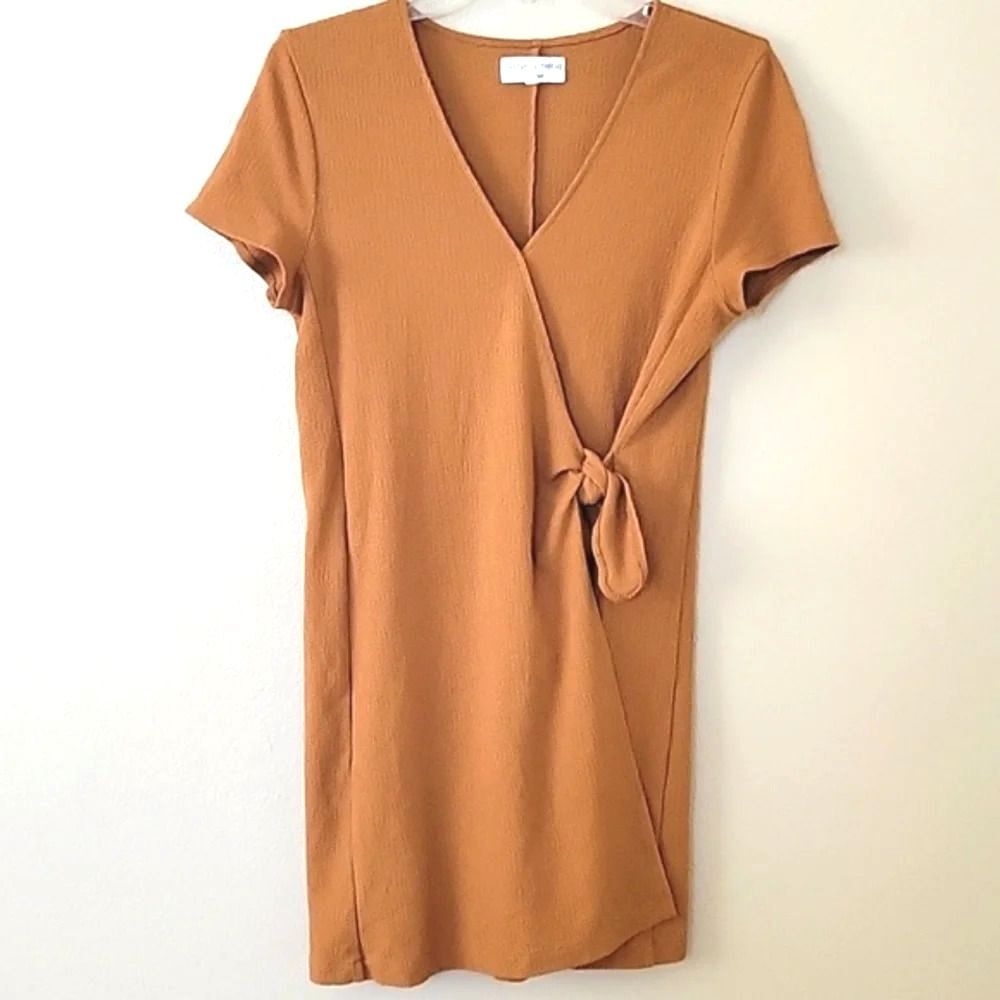 Madewell Texture & Thread Burnt Orange Short Sleeve Side Tie Dress - Size Small
